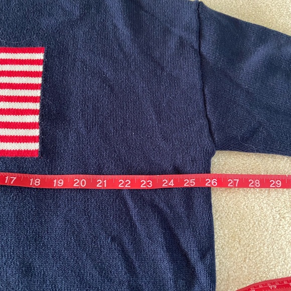Moon& Madison Navy Blue Flag cropped Sweater size L, Cotton blend, new no tag - Picture 4 of 6